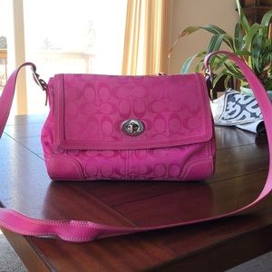 Coach Magenta Pink Hampton Signature Flap